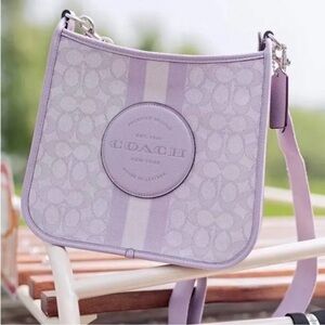 Coach Signature Dempsey Soft Lilac Crossbody Purse Handbag